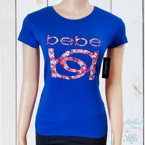 NWT BEBE AUTHENTIC WOMEN'S BLUE CREW NECK SHORT SLEEVE T-SHIRT SIZE S M L XL